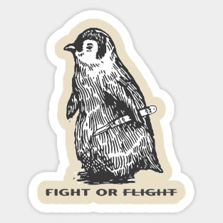 Retro Fight Or Flight Funny Penguin Sticker